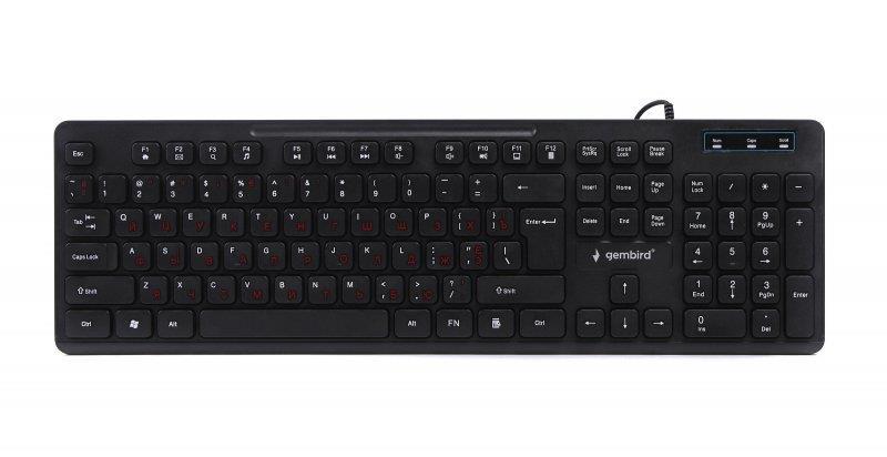 Клавіатура Gembird Black, тонка, мультимедійна, USB
