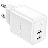СЗУ BOROFONE BN9 Reacher PD35W dual port (2 USB-C) білий, фото 5