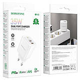 СЗУ BOROFONE BN9 Reacher PD35W dual port (2 USB-C) білий, фото 6