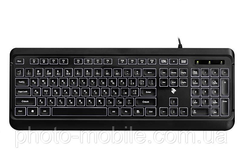Клавіатура 2E KS120 White Backlight Ukr Black USB