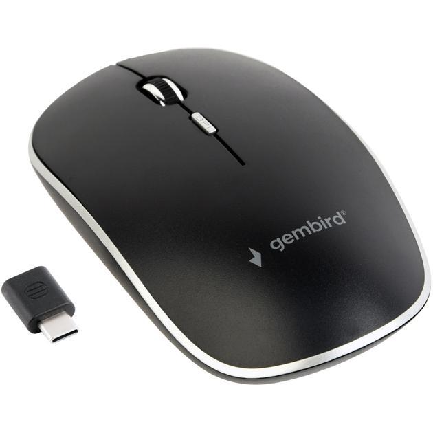 Комп'ютерна мишка Gembird MUSW-4BSC-01 бездротова, Black, USB Type-C ресивер, dpi:1600, USB, AAx1 шт