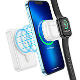 Power Bank Hoco Q11 Expressar PD20W 3-in-1 magnetic PD/Apple-Watch/MagSafe 10.000mAh White, фото 2