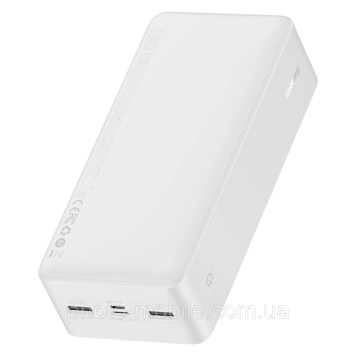 УМБ BASEUS Bipow Digital Display 30000mAh |2USB/1Type-C, 3A/15W, QC| (PPDML-K02) (white)