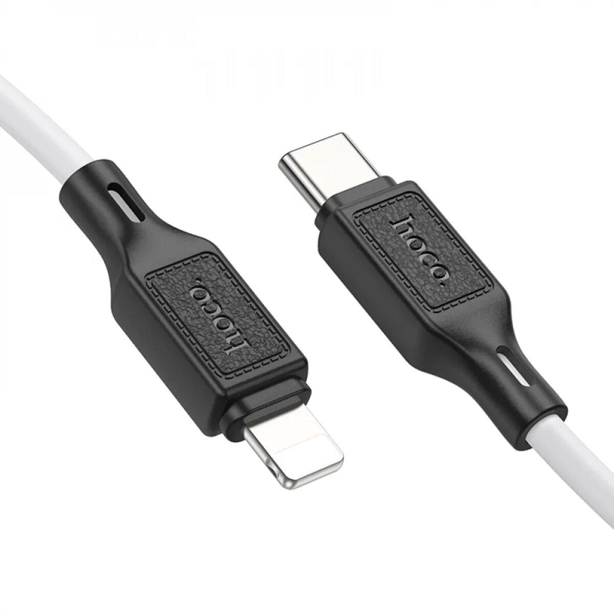 Кабель Hoco X90 Cool silicone charging data cable PD-to-Lightning 3A/PD20W/1m. White
