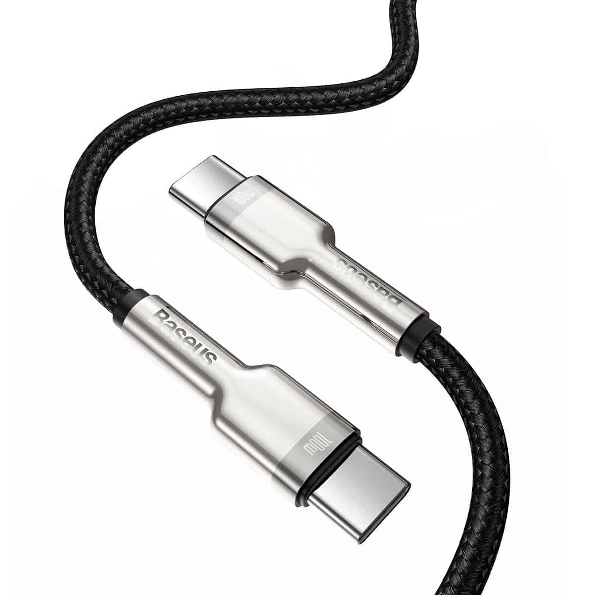 Кабель Baseus Cafule Metal Type-C to Type-C 100W (2m) black CATJK-D01