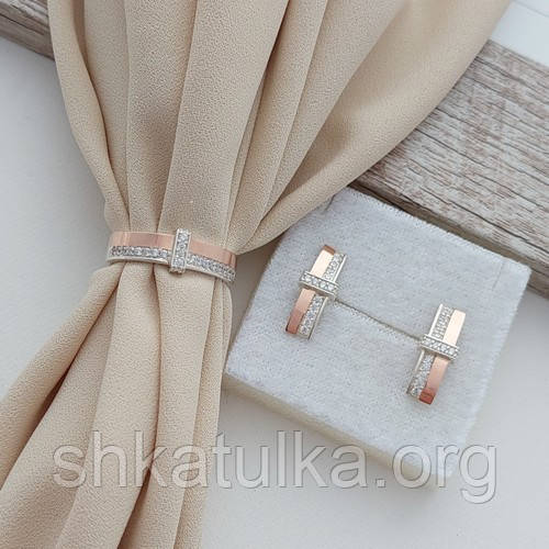 Срібний комплект з золотими вставками та білими цирконами, фото 1