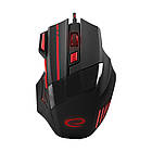 Ігрова миша Esperanza MX201 "Wolf", Black/Red, USB, оптична, 800-2400 dpi, 7 кнопок, червоне підсвічування, 1.5 м