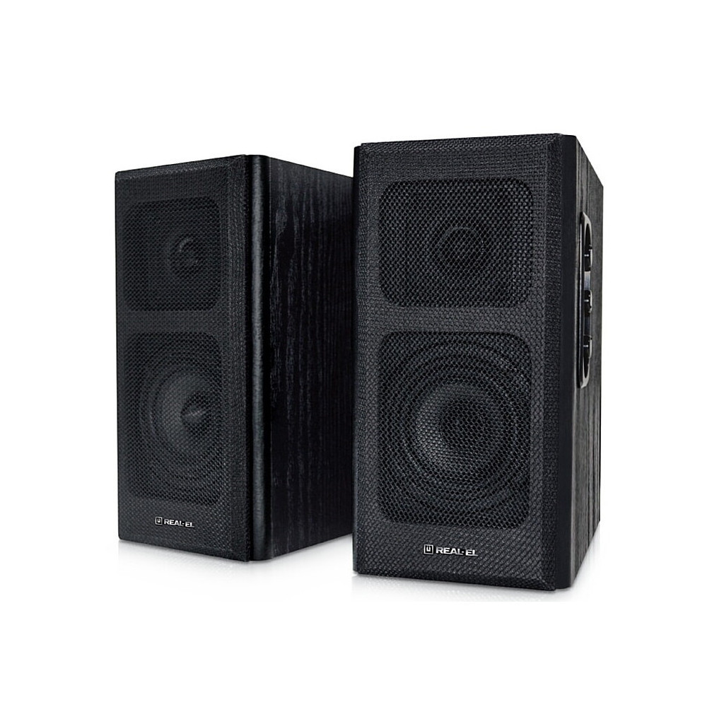 Колонка портативна REAL-EL S-250 Black, 2 x 10 Вт, МДФ, живлення від мережі 220V, керування збоку (S-250), фото 1