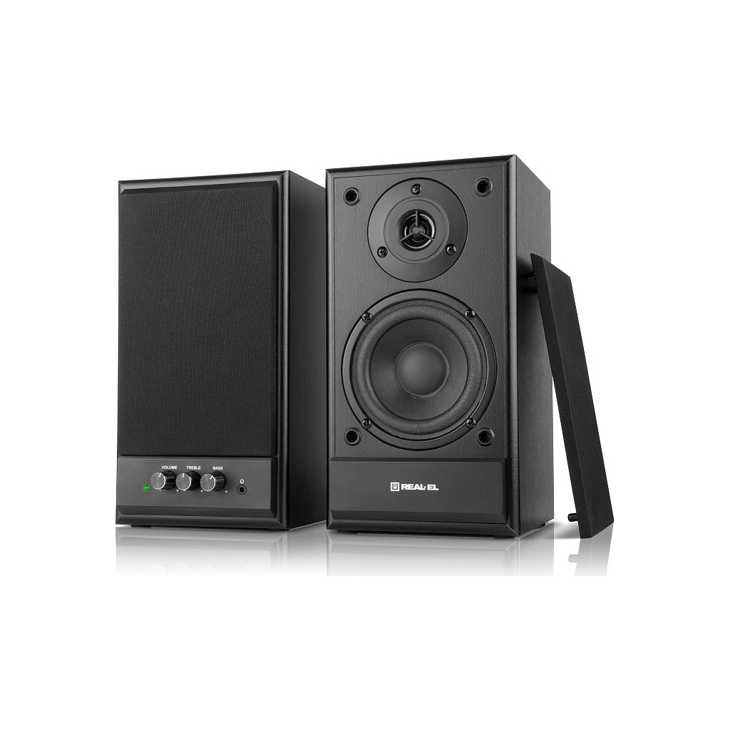 Колонка портативна REAL-EL S-305 Black, 2 x 20 Вт, МДФ, живлення від 220V, керування спереду