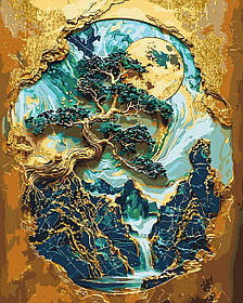 Картина за номерами Незвичайне дерево з фарбами металік 40*50 см Орігамі LW 3406