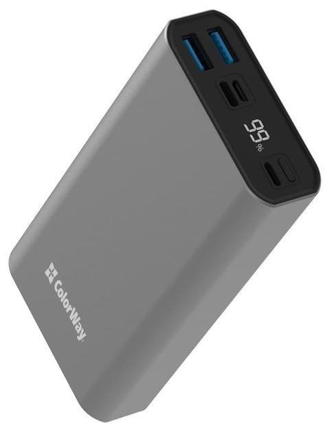 Повербанк ColorWay 22.5W 20000 mAh, Quick Charge 3.0, Type-C + Lightning, LED