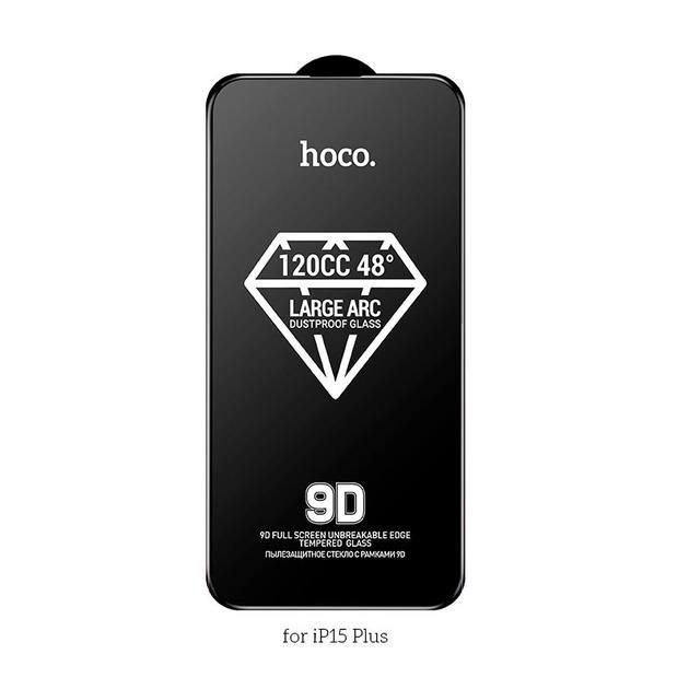 Захисне скло HOCO A34 9D Large Arc dustproof for iPhone 15 Pro Black, фото 1