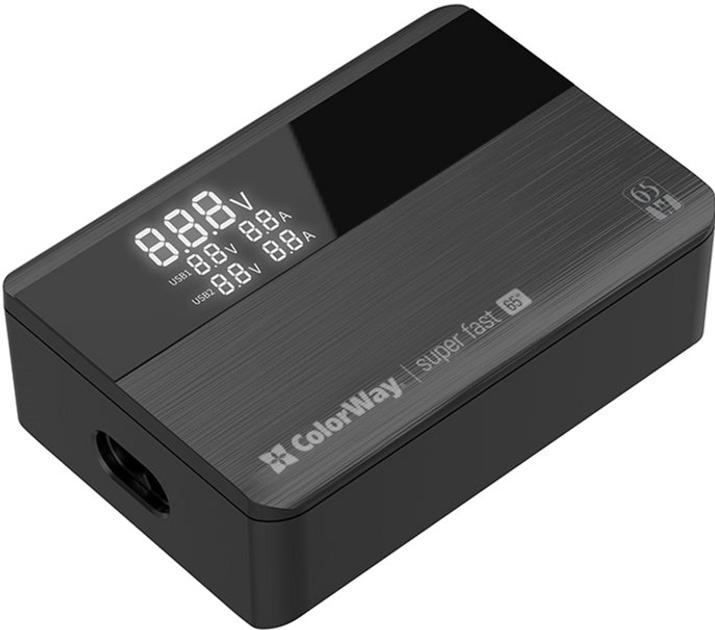 Повербанк ColorWay 65 Вт, 2xType-C (PD3.0) / 1xUSB (QC4.0), цифровий LED дисплей