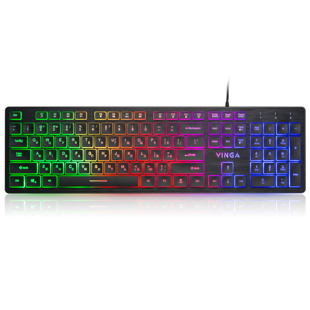Клавіатура Vinga KB410 з підсвічуванням Black, фото 1