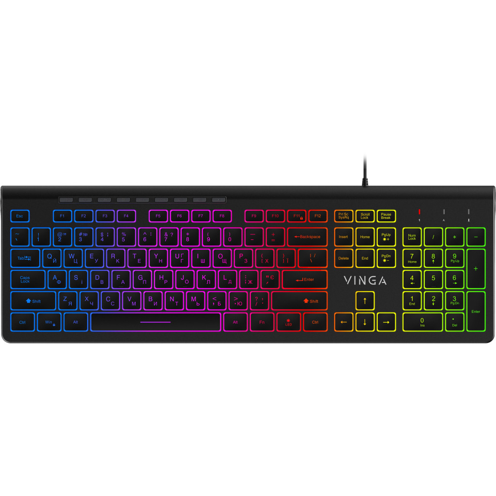 Клавіатура Vinga KB-460 з підсвічуванням Black, фото 1
