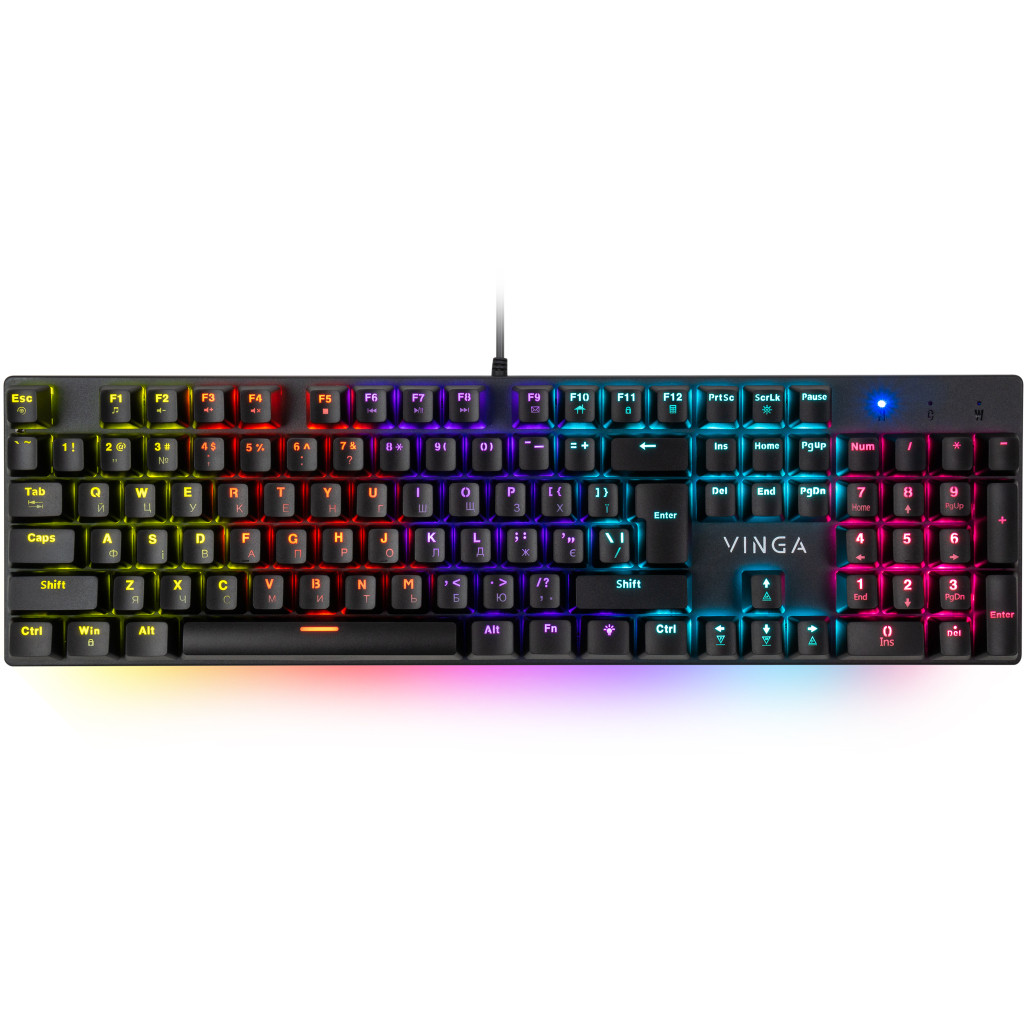 Клавіатура Vinga KBGM-100 LED Blue Switch USB Black, фото 1