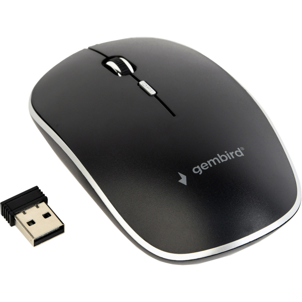 Комп'ютерна мишка Gembird MUSW-4BS-01 бездротова, Black, безшумна, dpi:1600, USB, AAx1 шт, фото 1