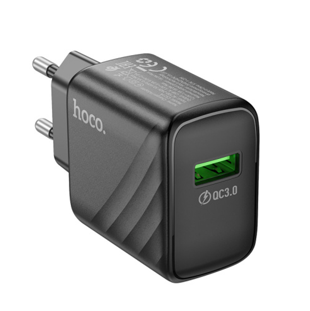 Мережевий зарядний пристрій Hoco CS21A 1 USB QC 18W Колір Чорний