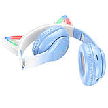 Навушники HOCO W42 Cat ears BT headphones Crystal Blue, фото 3