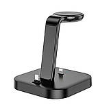 СЗУ Hoco CW43 Graceful 3-in-1 (MagSafe/AppleWatch) charger Black, фото 3