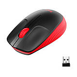 Комп'ютерна миша бездротова Logitech M190, USB, оптична, 1000 dpi, 3 кнопки, 1xAA  Red/Black,, фото 2