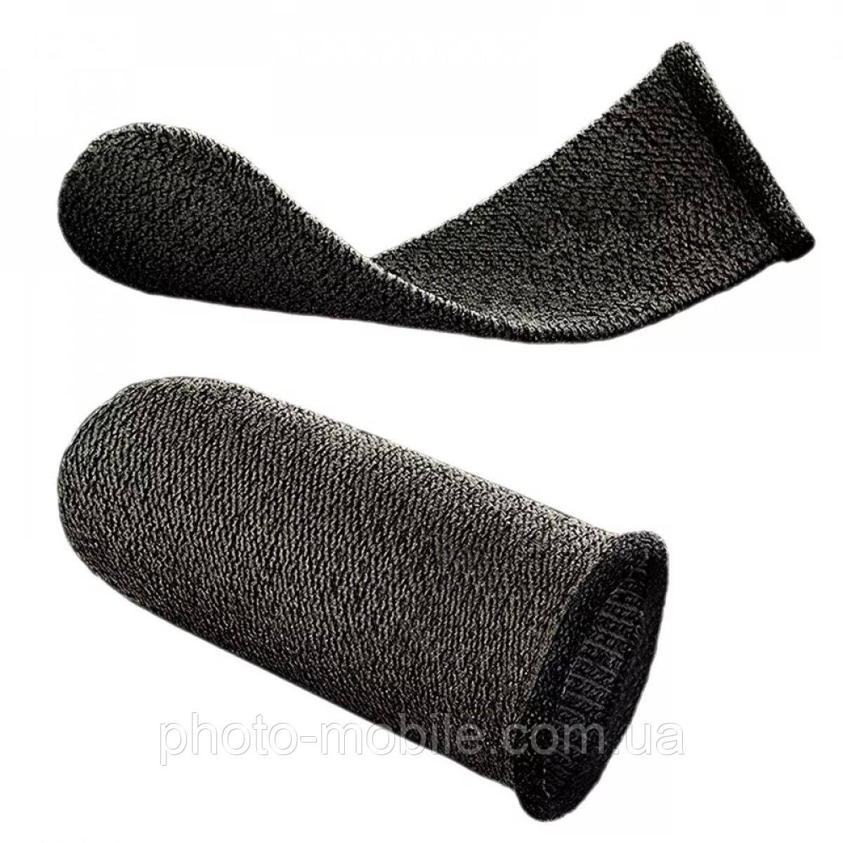 Кіберспортивні сенсорні напальчники, триггери HOCO GM4 Phantom fiber mobile game finger cots 2шт Black/Silver