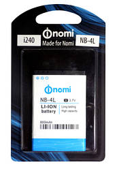Акумулятор (АКБ, батарея) NB-4L для Nomi i240, 800 mAh, оригінал