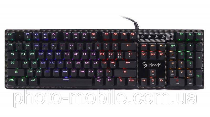 Клавіатура A4tech Bloody B750N Black, механічна, ігрова, USB, 5-зонне неонове підсвічування, LK-Green switches