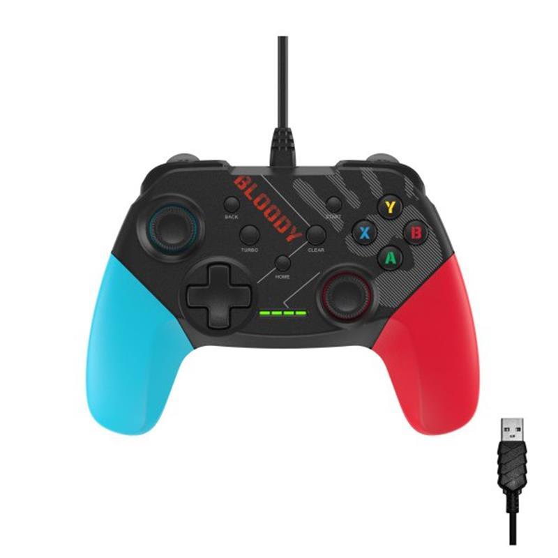Геймпад Bloody GP30, USB, для ПК / PS3 / Switch / Android, подвійна вібрація, 1.8 м, Black/Red/Blue, фото 1