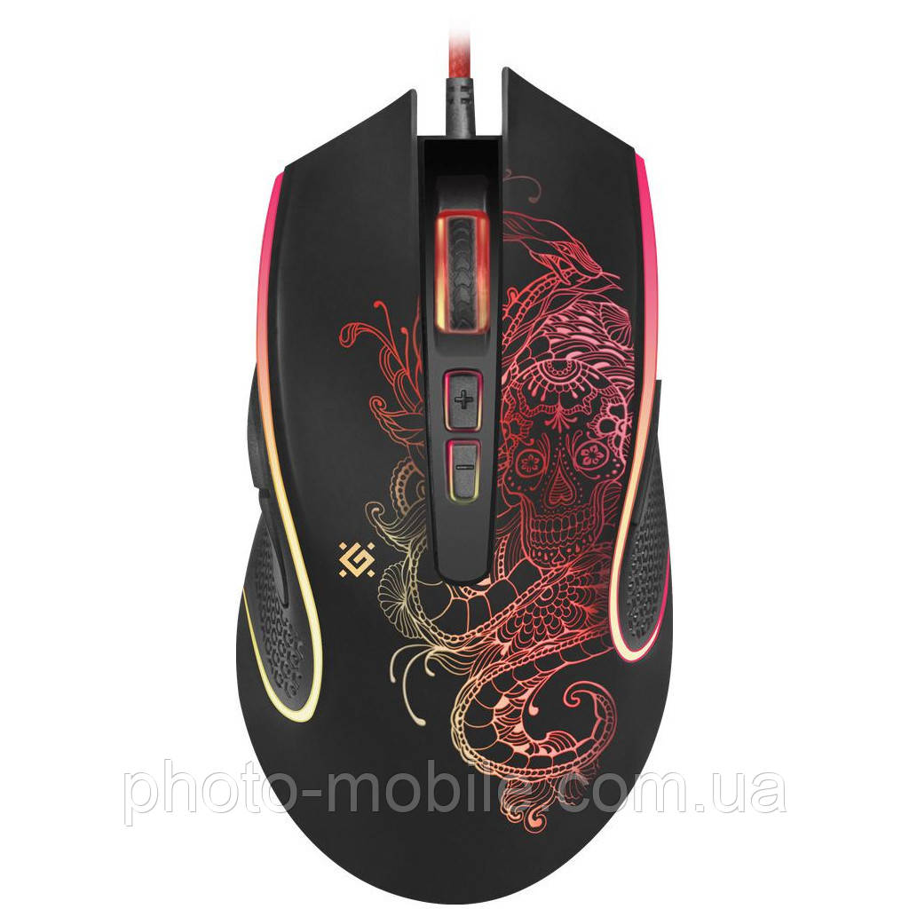 Комп'ютерна миша Defender Venom GM-640L, Black, USB, оптична, 7200 dpi, 7 програмованих кнопок, підсвічування переливається,
