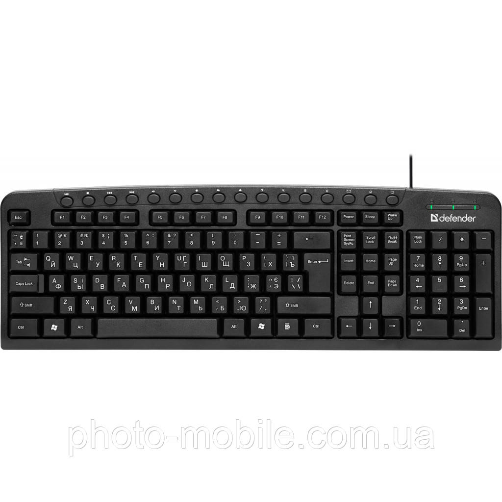 Клавіатура Defender Focus HB-470 (UKR), Black, USB, гарячі клавіші швидкого доступу, 1.5 м (45471)