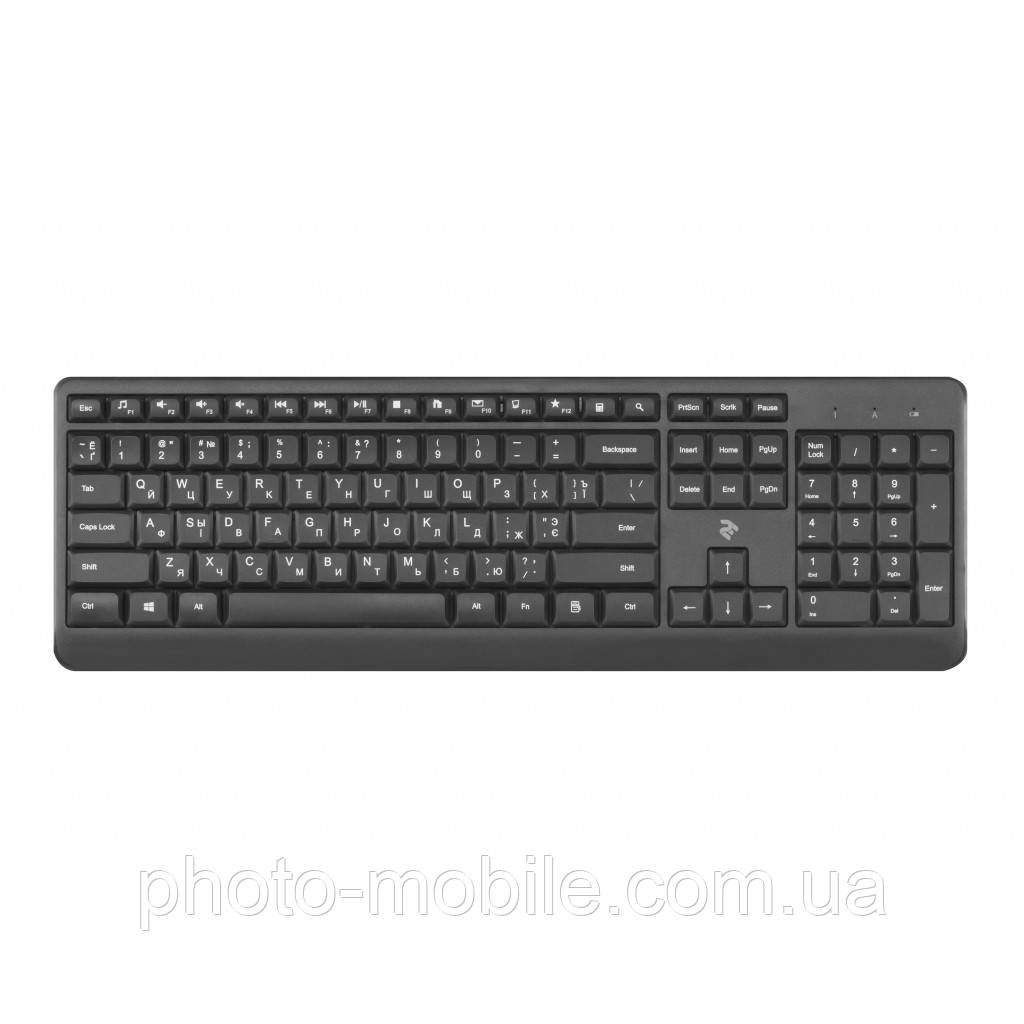 Клавіатура 2E KS220, Black, USB, до 10 м, 12 мультимедіа клавіш, 1xAAA (2E-KS220WB)