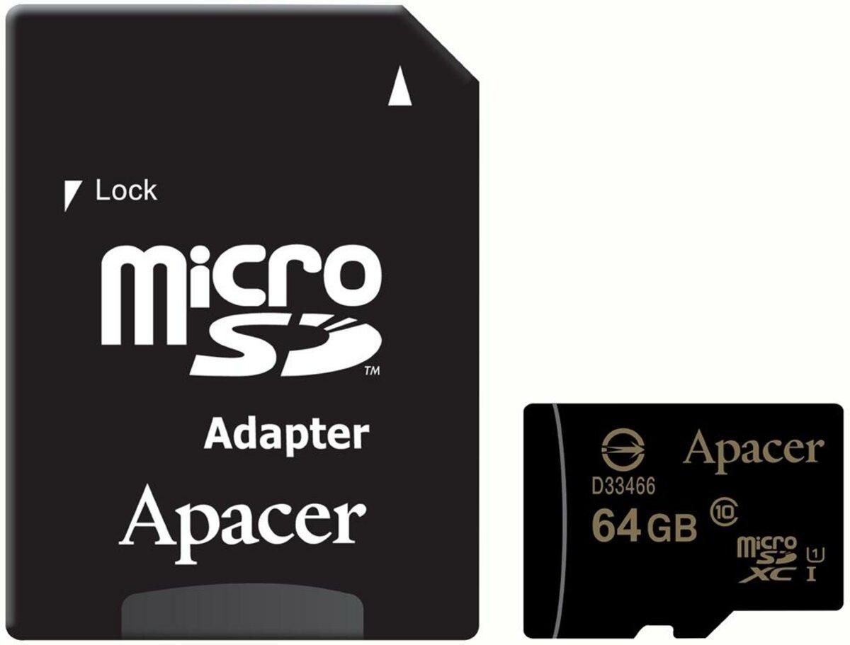 Карта пам'яті Apacer MicroSDXC 64GB UHS-I 85R сlass10 +SD AP64GMCSX10U1-R, фото 1