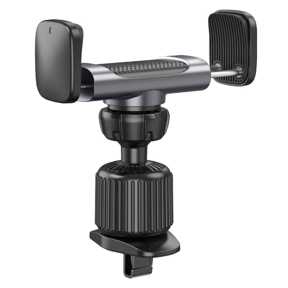 Автотримач Hoco CA110 pull clip air outlet black metal gray, фото 1