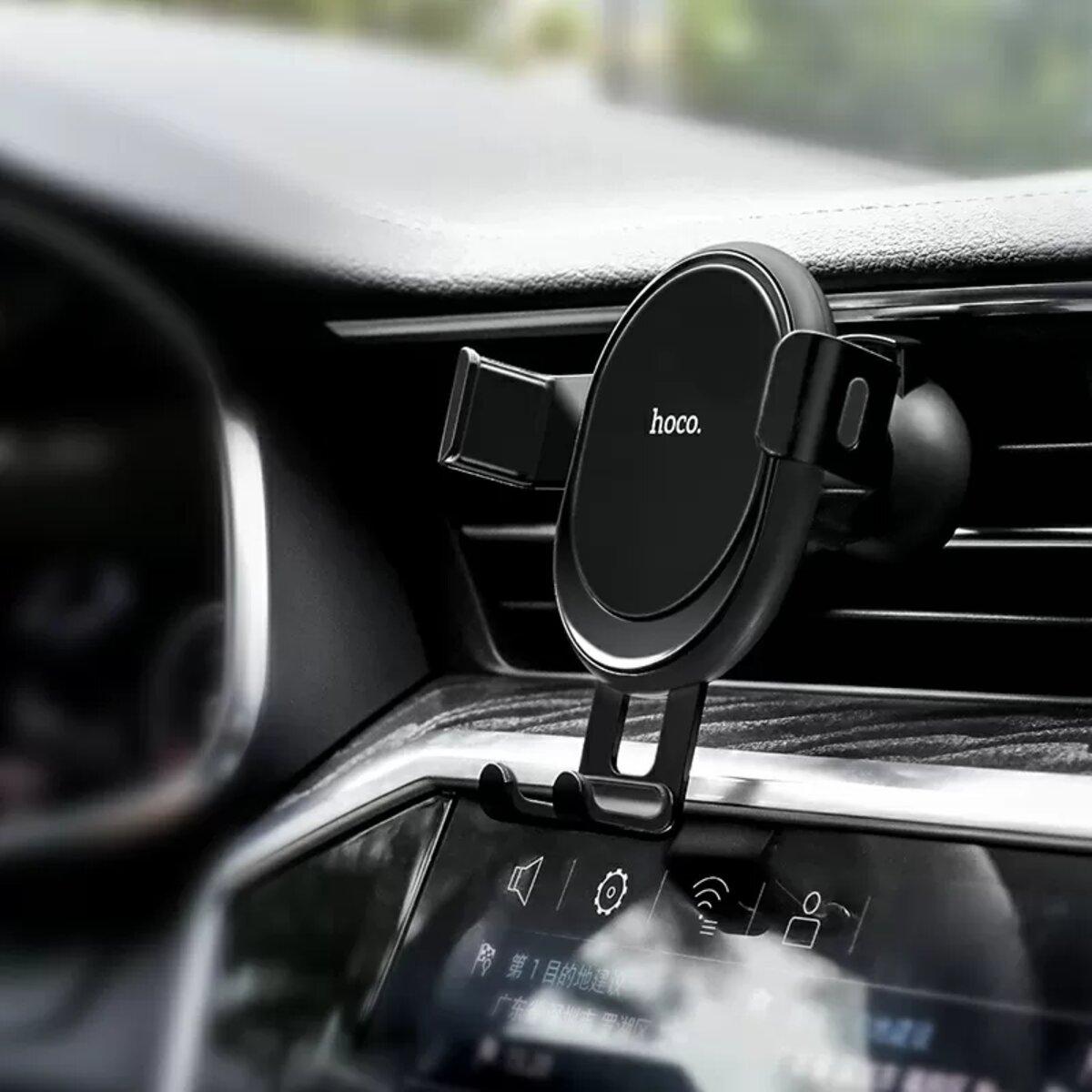 Автотримач Hoco CA56 Plus Armor metal gravity car holder Black Silver, фото 1