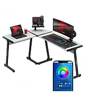 Стіл комп'ютерний кутовий HUZARO HERO 6.0 White RGB Smart ігровий W_2453
