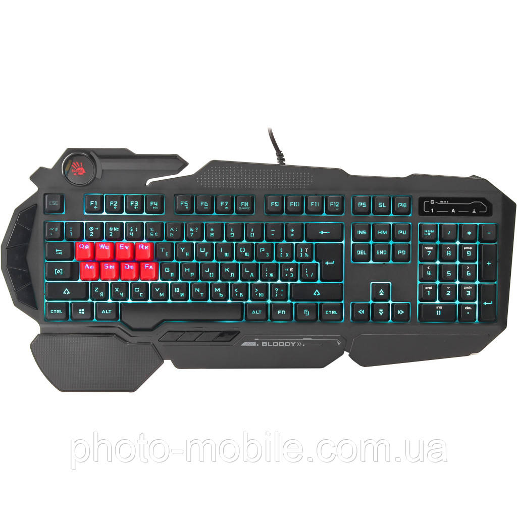 Клавіатура A4tech Bloody B318 USB, ігрова, мультимедійна, захист від вологи, 8 Light strike Black