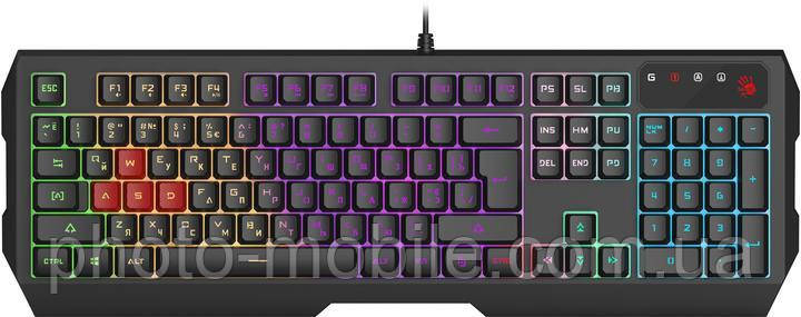 Клавіатура A4tech Bloody B140N USB, ігрова, неонове підсвічування Black
