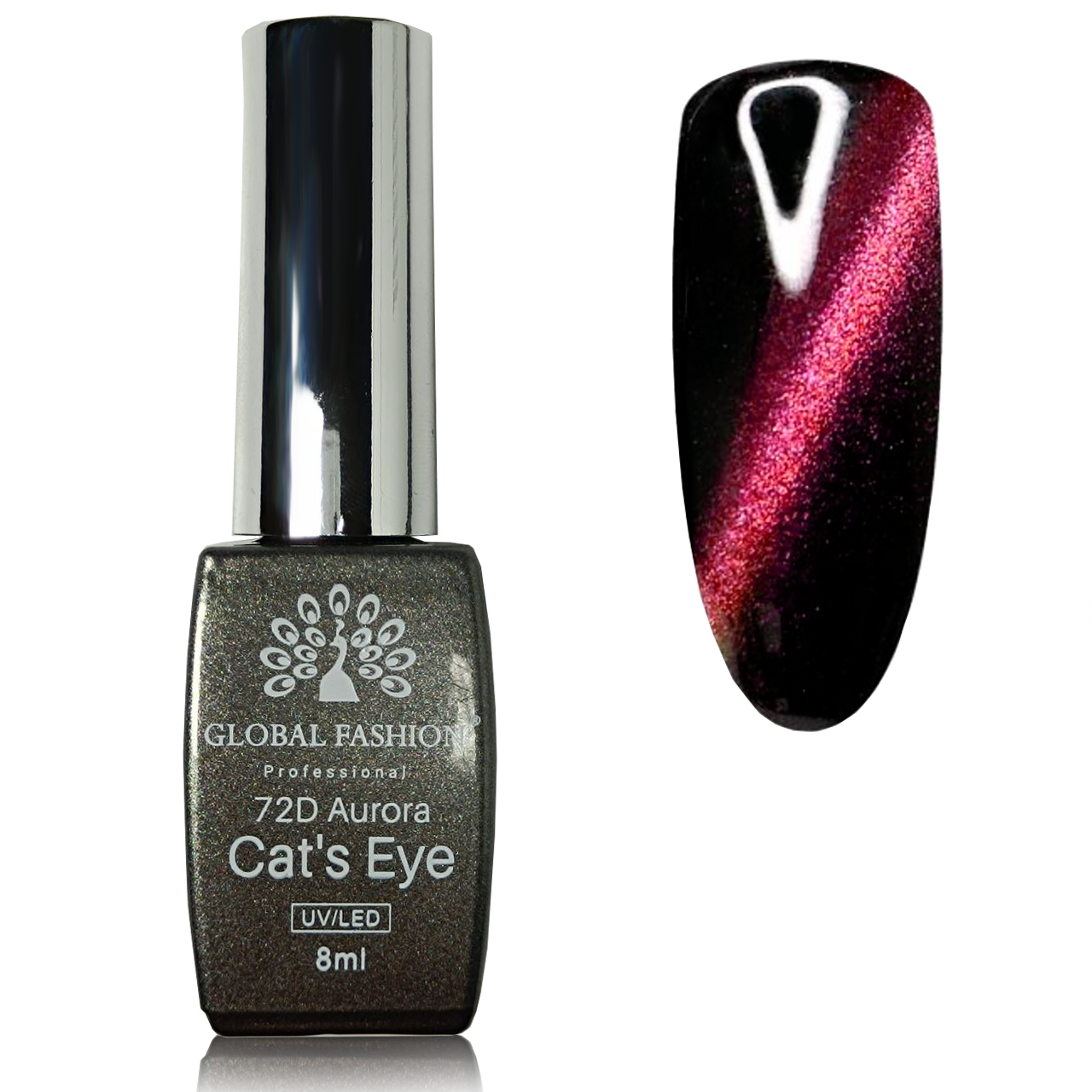 Гель-лак котяче око 72D Aurora Global Fashion 8 мл, No03 (червоний)