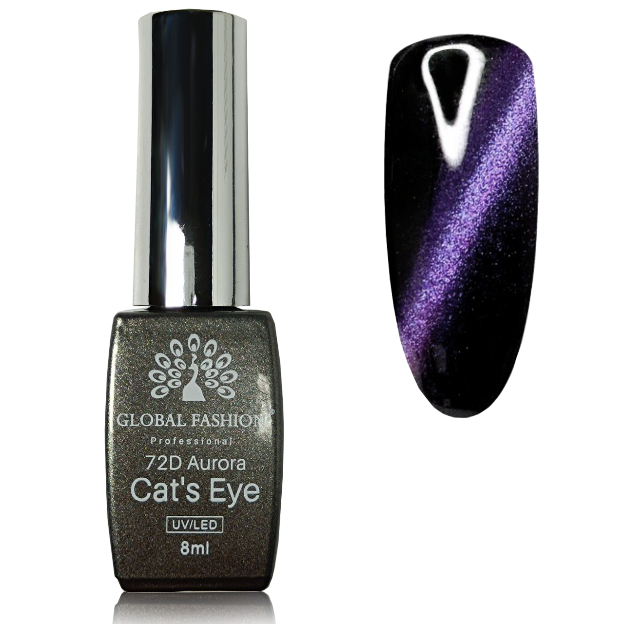 Гель-лак котяче око 72D Aurora Global Fashion 8 мл, No06 (фіолетовий)