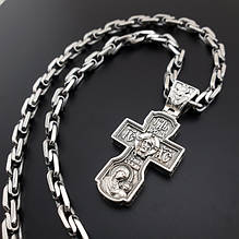 Срібні цепочки якірні з хрестиком / кулоном товсті