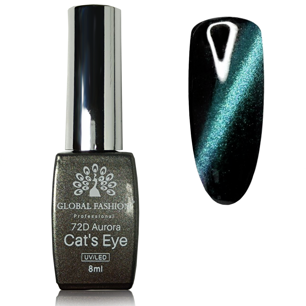 Гель-лак котяче око 72D Aurora Global Fashion 8 мл, No10 (блакитний)