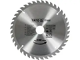 Пиляльний диск для дерева 210х40Tх30мм. YATO YT-6067