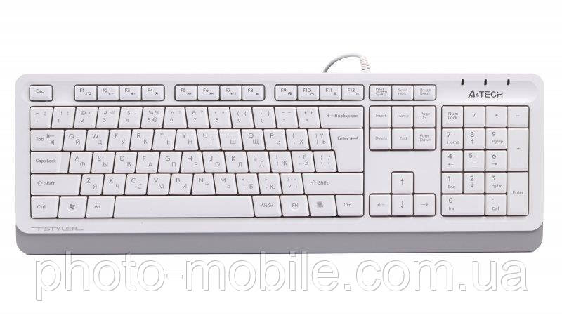 Клавіатура A4tech FKS10 Fstyler Sleek MMedia Comfort, USB (US+Ukrainian+Russian) White