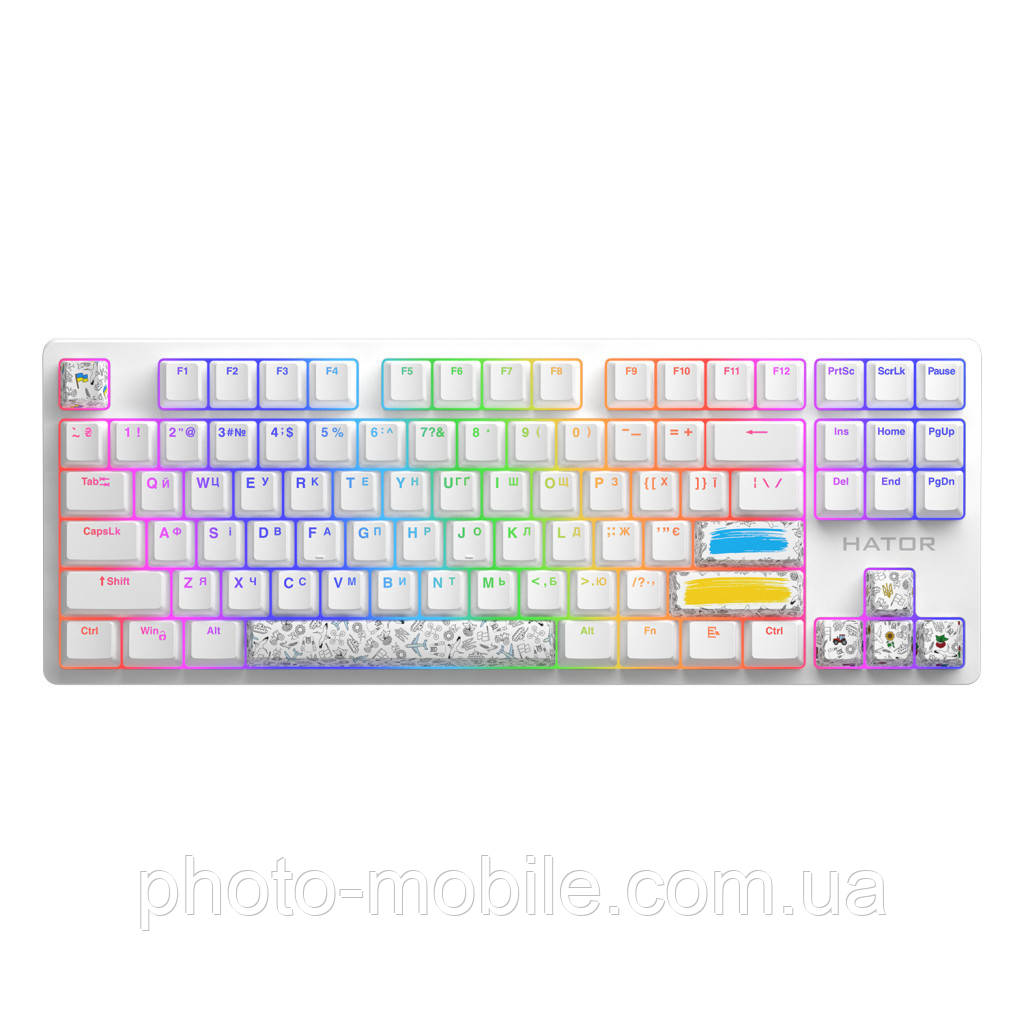 Клавіатура Hator Rockfall 2 Mecha TKL Authentic Edition Aurum Milky Way Silent USB White