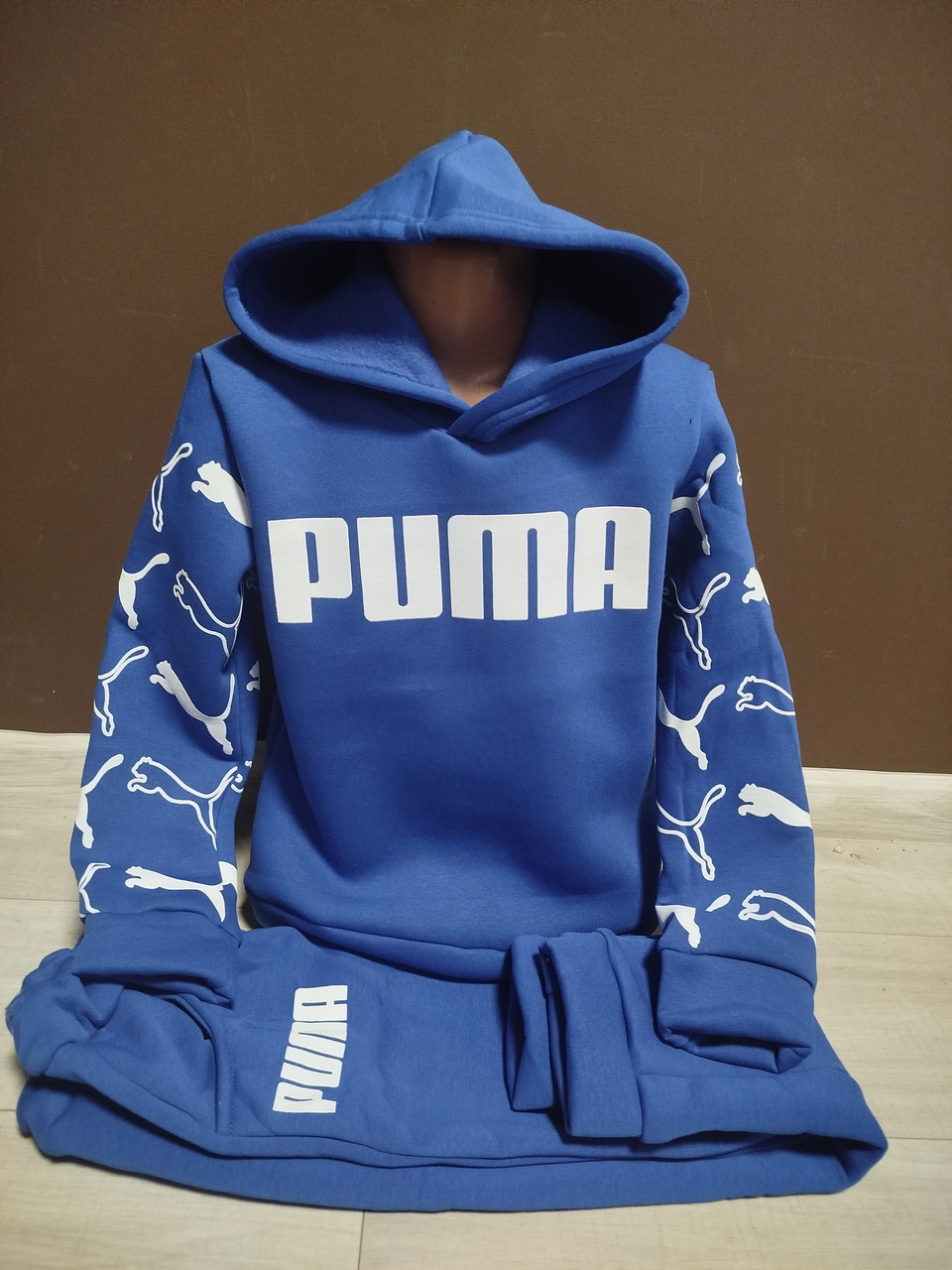 Утеплений спортивний костюм "Puma" для хлопчика  3-7 років двійка худи штани синій, фото 1