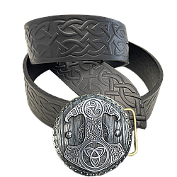 Ремінь (тиснення) з пряжкою Молот Тора нейзильбер bb70