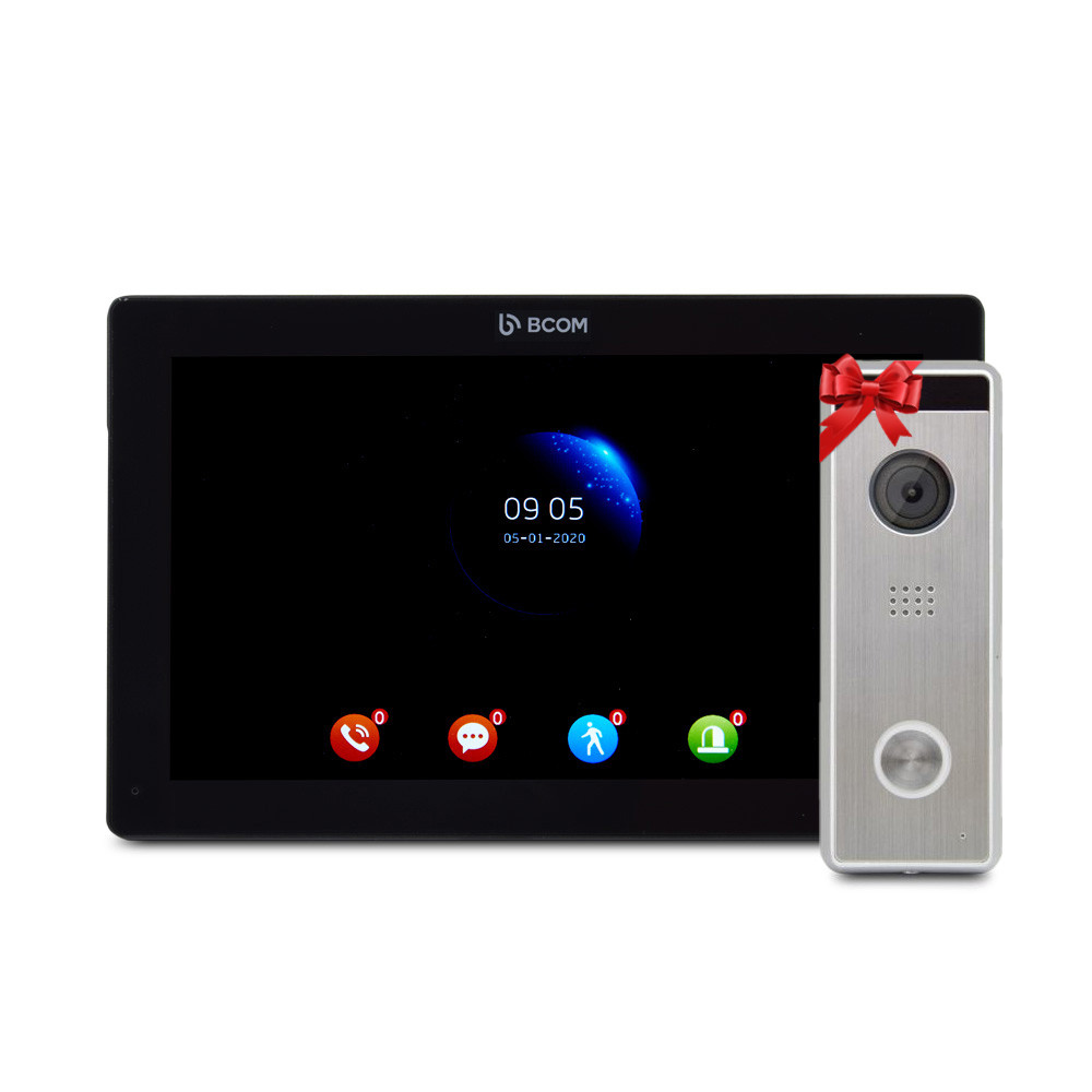 Відеодомофон 10" BCOM BD-1070FHD Black + Відеопанель Tantos Triniti FHD, фото 1