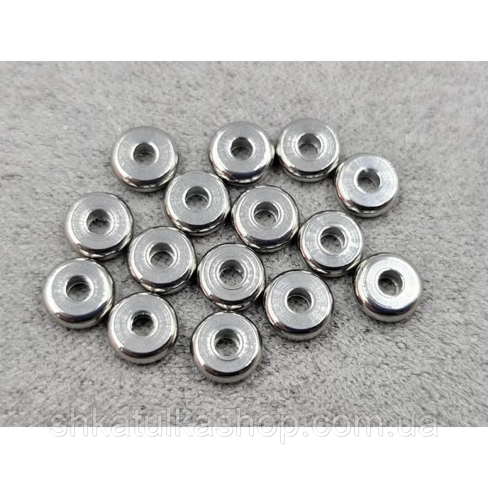 Намистини-ронделі 6мм (50шт) нержавіюча сталь, фото 1