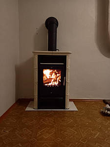 Кахельна конвекційна піч камін тривалого горіння на дровах, буржуйка сталева Nordflam Vera Cappuccino